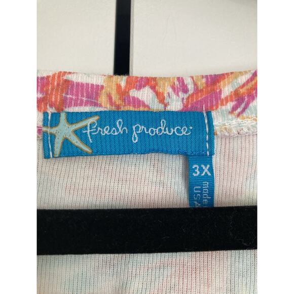 Fresh Produce Top Blouse Womens Size 3X 3/4 Sleeve Floral Tropical Beachy Spring - Picture 3 of 9